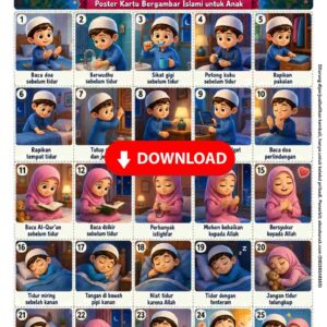 Poster Kartu Gambar 25 Adab Tidur Sesuai Sunnah Nabi (1)